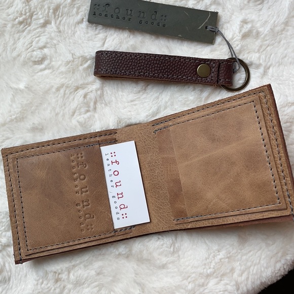 Men leather wallet and keychain brown Father’s Day gift - Picture 3 of 5